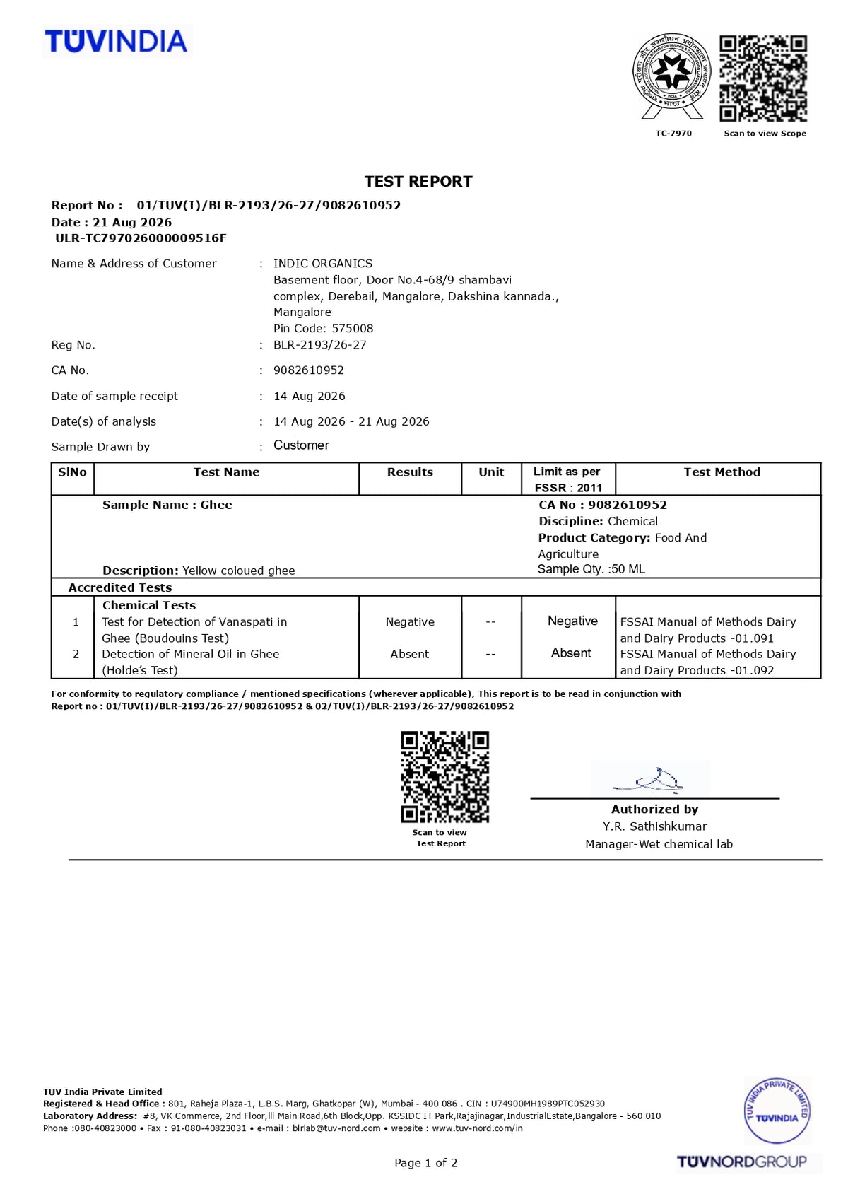 Indic Organics Ghritam Vedic Malnad Gidda A2 Ghee