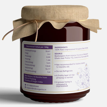 Indic Organics Small Stingless Bee Raw Honey from Western Ghats