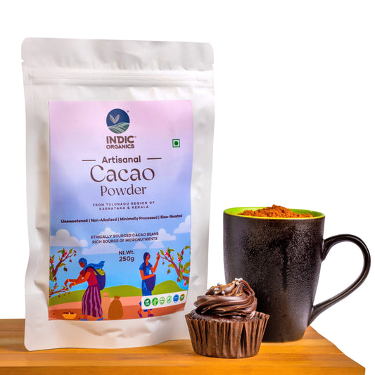 Indic Organics Artisanal Cacao Powder (Non-Alkalized, Indian Origin, Heavy Metals Tested)