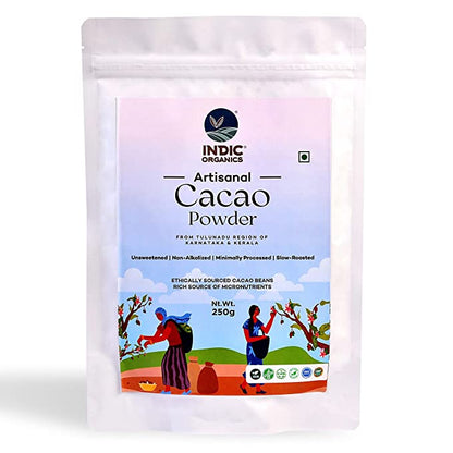 Indic Organics Artisanal Cacao Powder (Non-Alkalized, Indian Origin, Heavy Metals Tested)