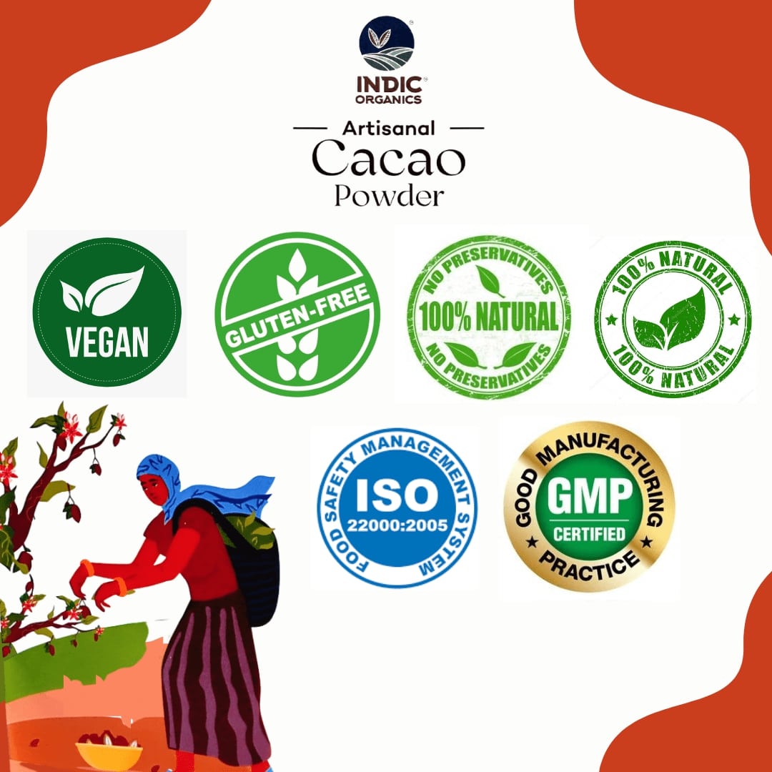 Indic Organics Artisanal Cacao Powder (Non-Alkalized, Indian Origin, Heavy Metals Tested)