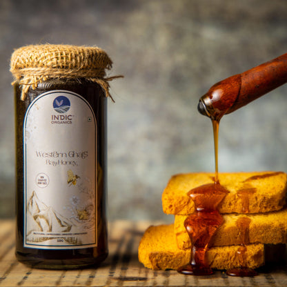 Indic Organics Western Ghats Raw Honey | Wild-Flower, Unprocessed, Unheated & Unpasteurized | Produced by Non-Sugar Fed Bees